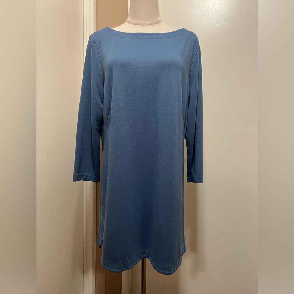 J Jill Ponte Womens Large Periwinkle 3/4 Sleeve Tunic Top Shirt